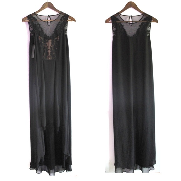 BCBGMaxazria NWT Cassidy Sleeveless Embroidered Lace High Low Dress 2 - Picture 2 of 8